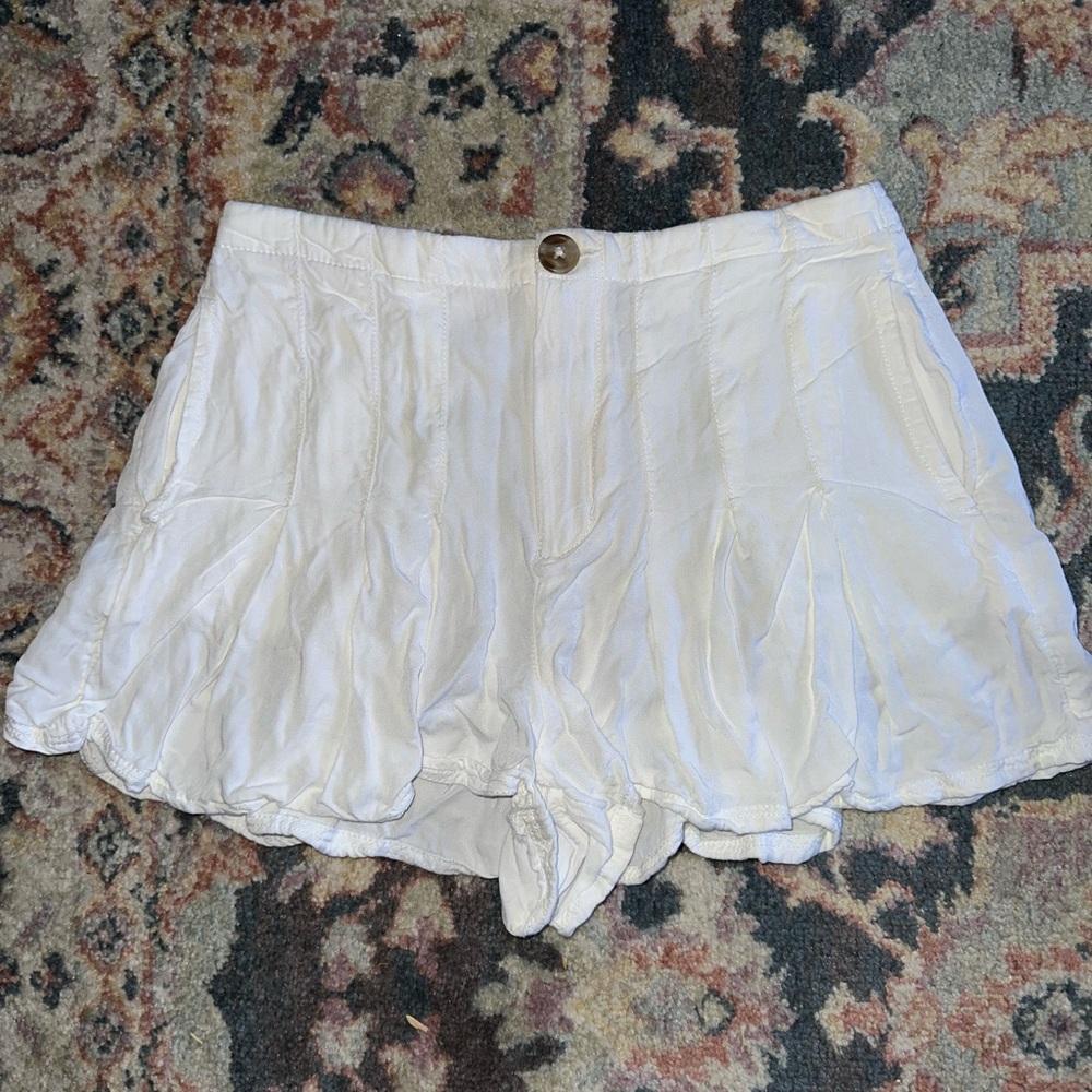 New white flowy shorts